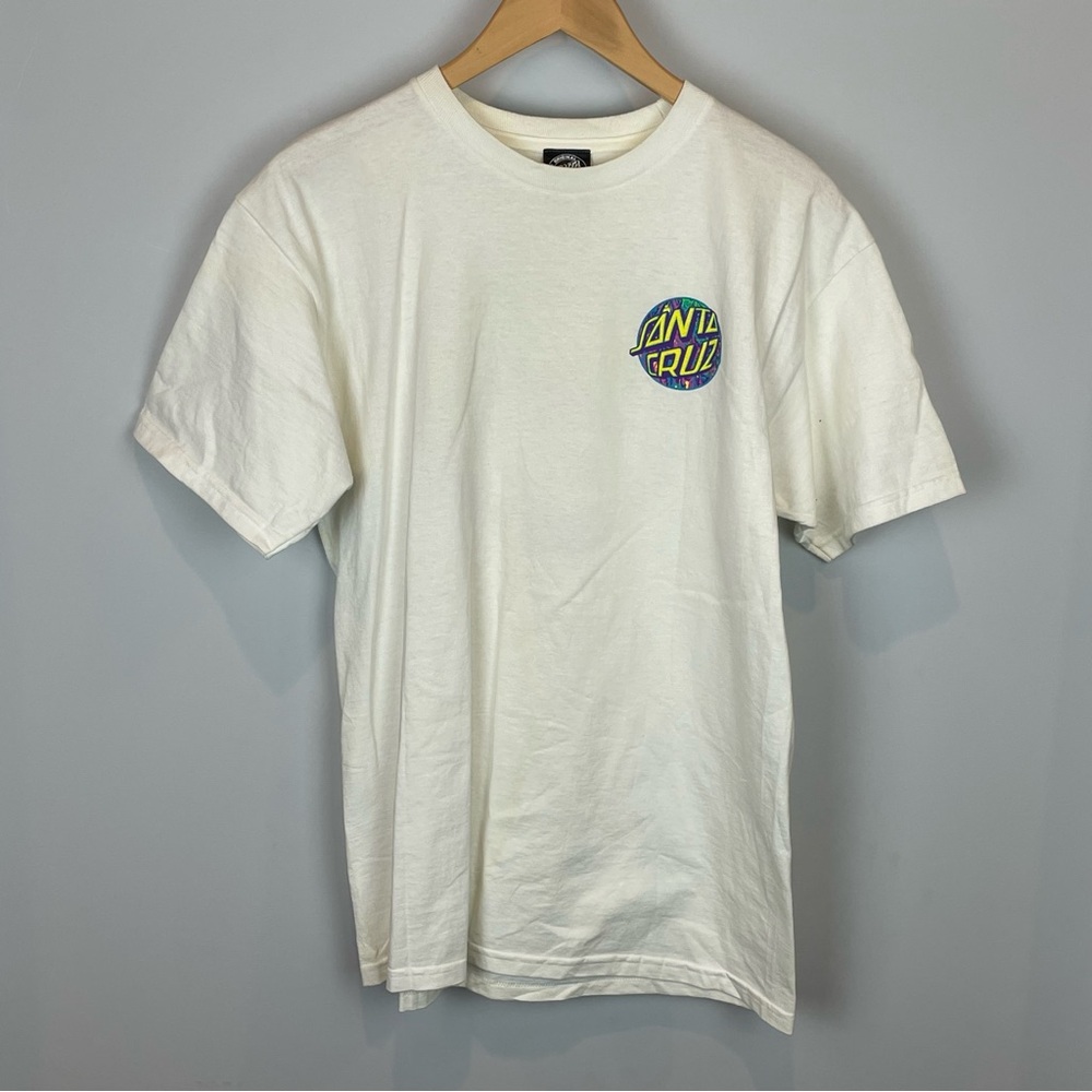 Santa Cruz Dot T-Shirt - Medium - White with Psychedelic colors
